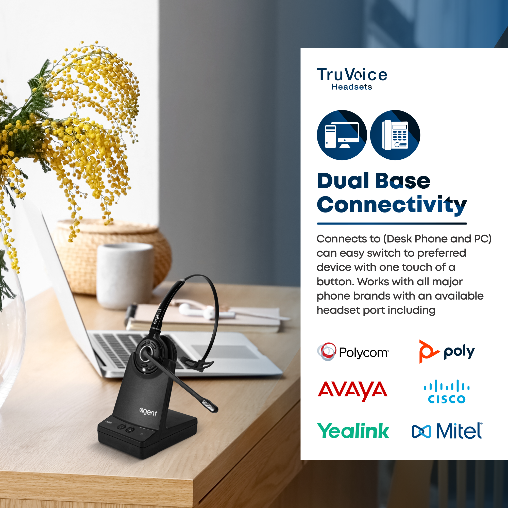 Auriculares inalámbricos DECT mono TruVoice Agent AW50 (conectividad dual)