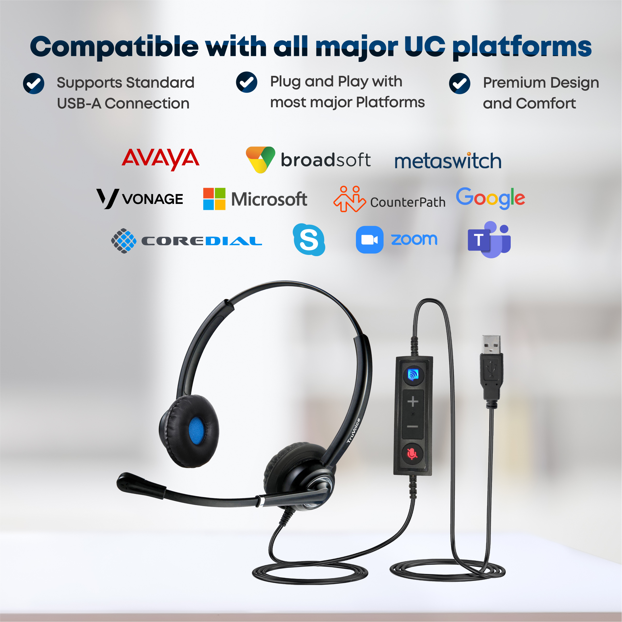 Paquete de auriculares USB de doble oreja Voicepro 20 UC y cámara web W830