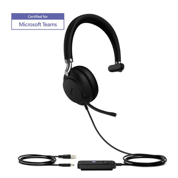 Yealink UH38 Teams Mono USB-C and Bluetooth Headset Without Battery