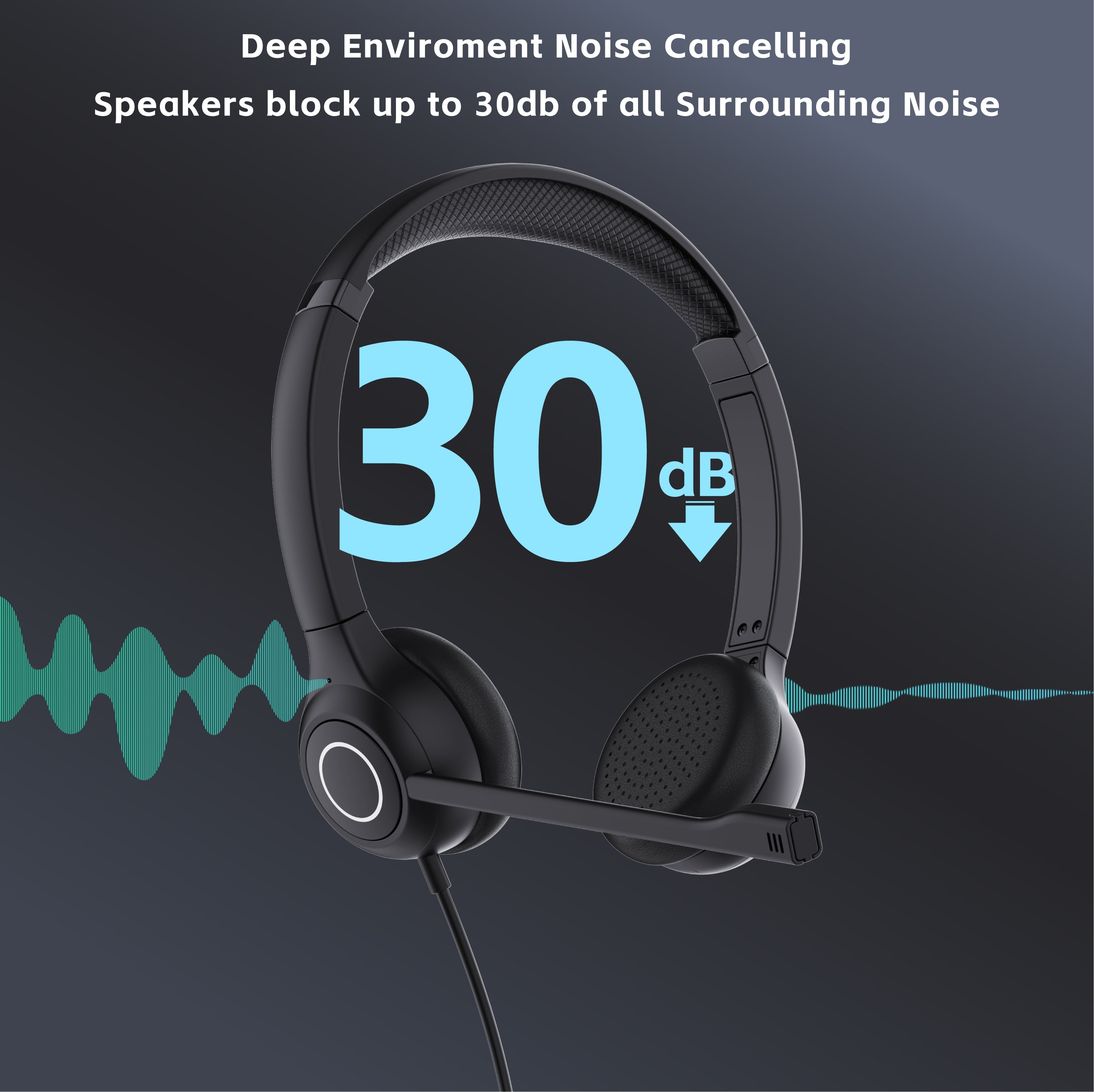 VoicePro 80 Premium Teams Compatible Wired USB Headset with NC Microphone and In-Line Call Control - MPN: T02100