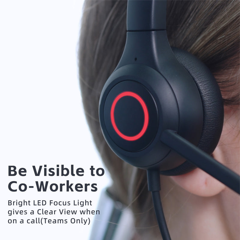 VoicePro 80 Premium Teams Compatible Wired USB Headset with NC Microphone and In-Line call Control
