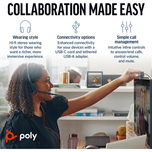 Poly Blackwire 3220 USB-A/C Binaural Headset MPN 8X228AA
