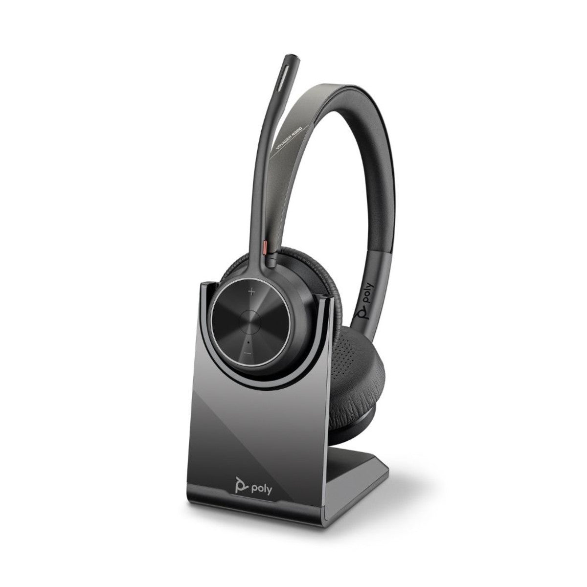 Auriculares estéreo Bluetooth Poly Voyager 4320 MS con base de carga y puerto USB-A