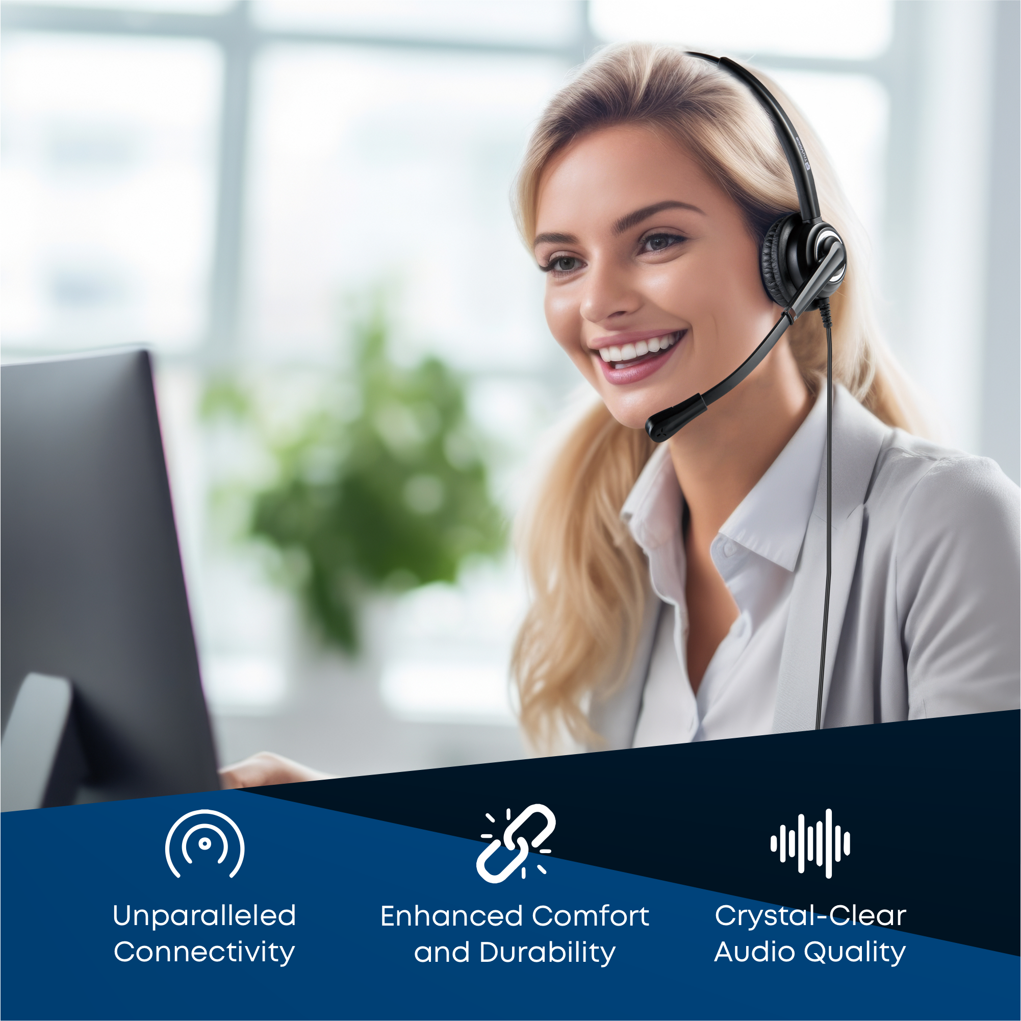 Voicepro 20 UC Double Ear USB Headset and W830 Webcam Bundle