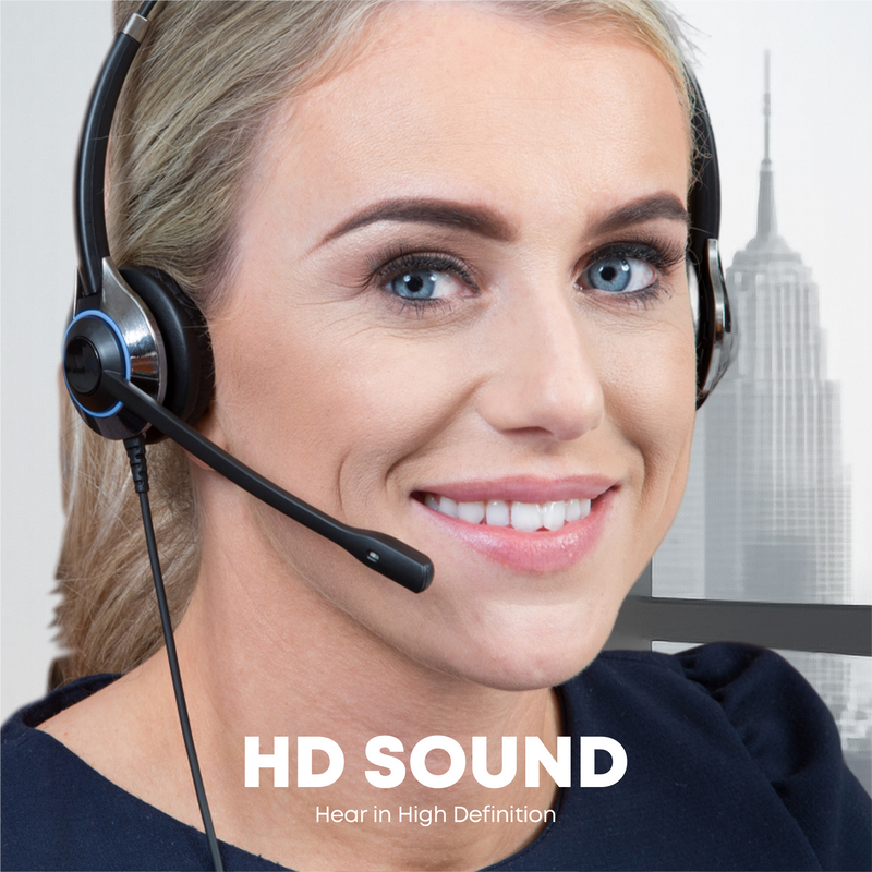 TruVoice HD-550 Double Ear Headset with Noise Canceling Microphone and HD Speakers