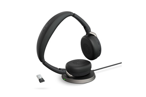 Jabra Evolve2 Wireless With USB- 65 Stereo charging Stand Headset Flex