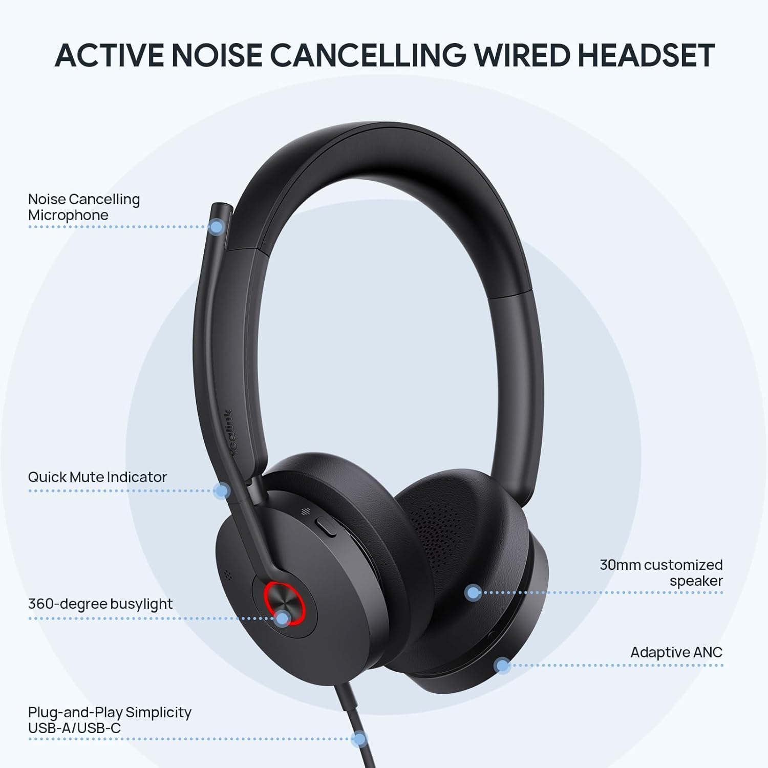 Yealink UH48 ANC Dual Teams USB-A/C Headset - MPN: 1308151