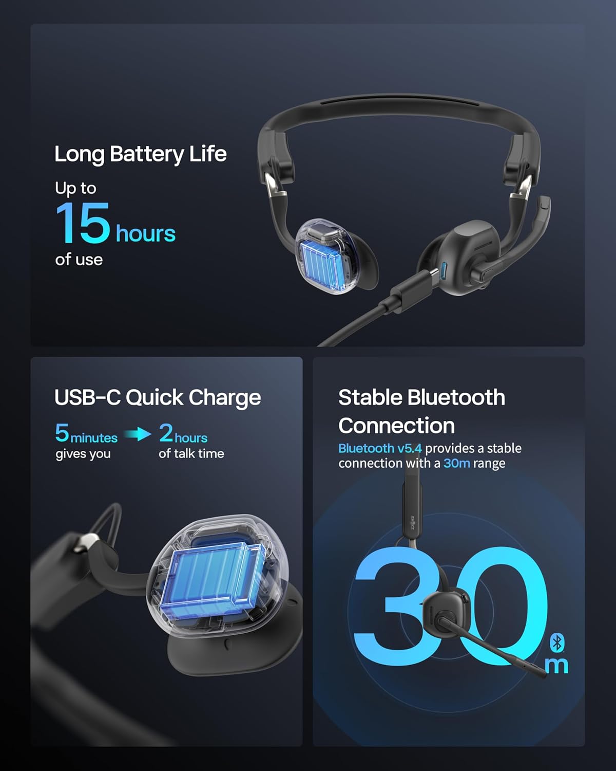 Shokz OpenMeet UC Stereo Bone Conduction Headset - MPN: C610-AN-BK-US-326-TB1