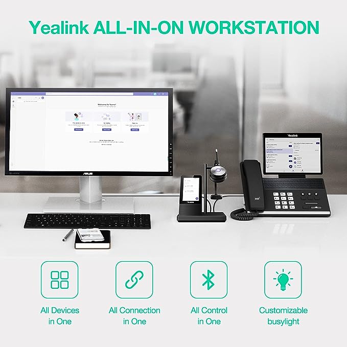 Yealink WH66 Mono DECT Wireless Headset and Workstation - UC Certified