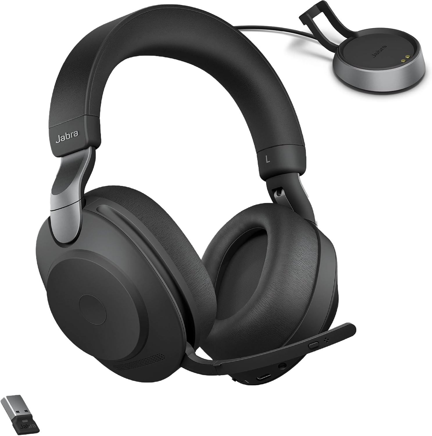 Jabra Evolve3 85 UC Black ANC Wireless Headset with Link390a + Charging Base - MPN: 38599-989-989