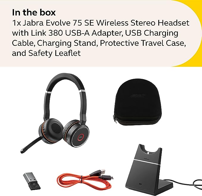 Jabra Evolve 75 SE Stereo USB-A with Charging Stand (MS) - MPN: 7599-842-199