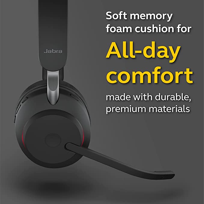 Jabra Evolve2 65 Wireless Headset Link380A MS Stereo Stand Black Microsoft Teams Certified