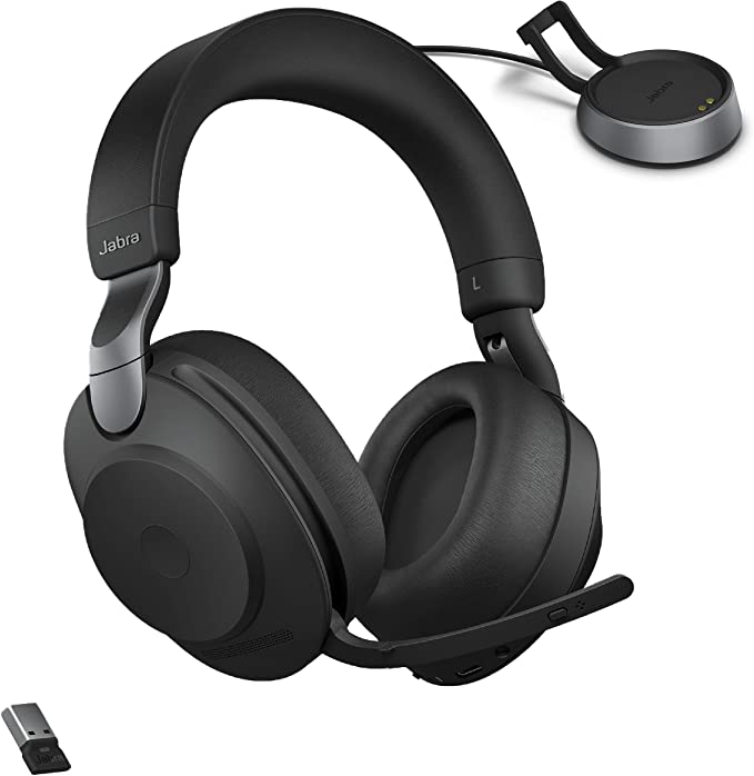 Auriculares inalámbricos Jabra Evolve2 85 Link380A MS con soporte estéreo negro y certificación para Microsoft Teams