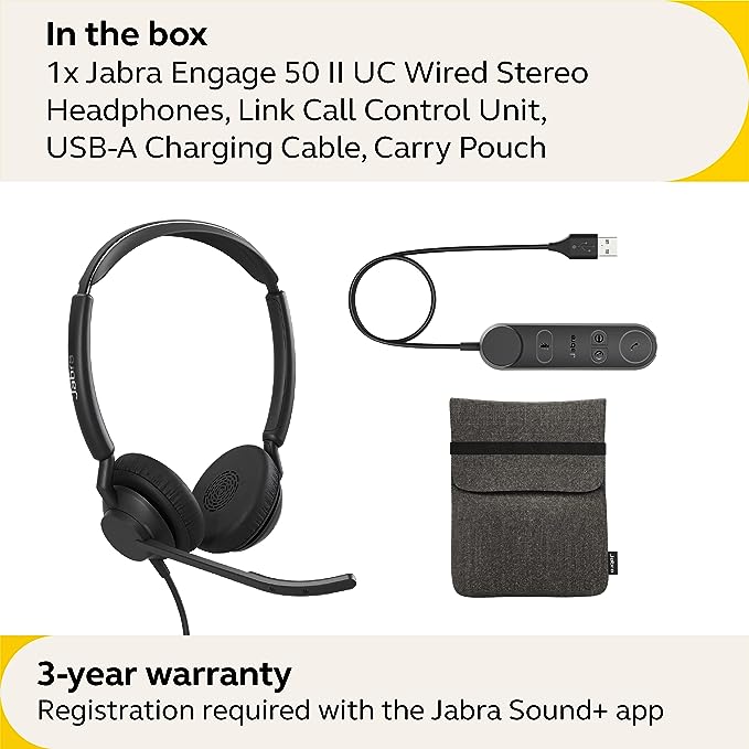 Jabra Engage 50 II Stereo Headset with Link USB-A (UC) - MPN: 5099-299-2219
