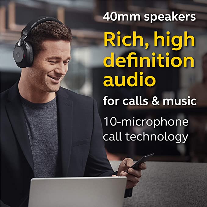 Jabra Evolve2 85 Wireless Headset Link380A UC Stereo Stand Black - MPN: 28599-989-989