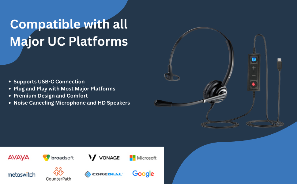 Auriculares USB-C de una sola oreja VoicePro 10C con control de llamadas