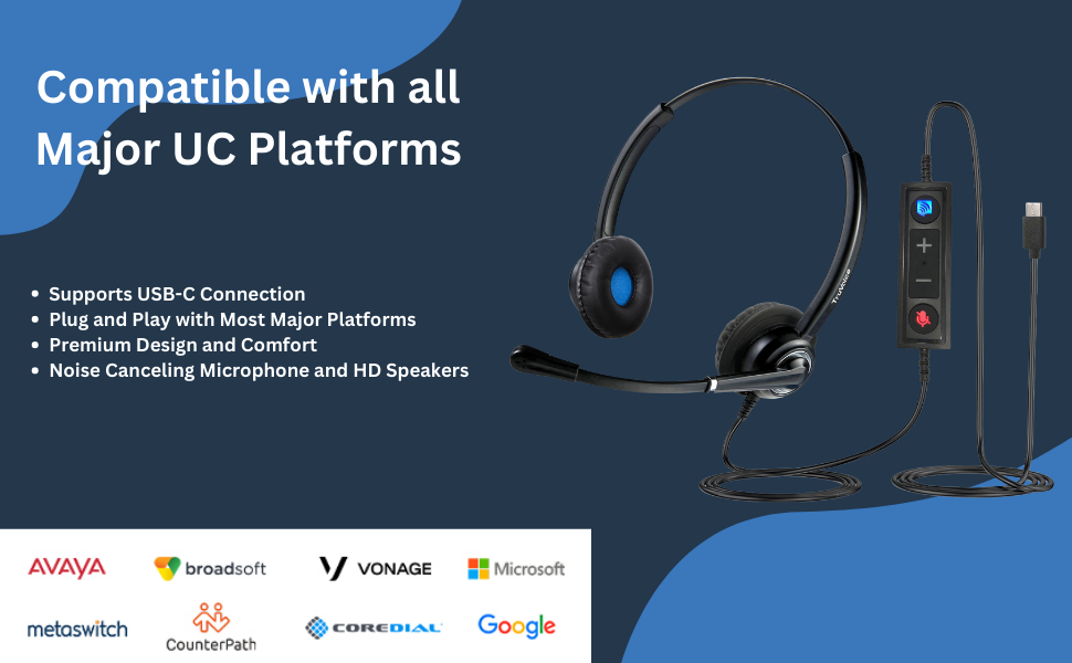 Auriculares USB-C de doble oreja VoicePro 20C con control de llamadas