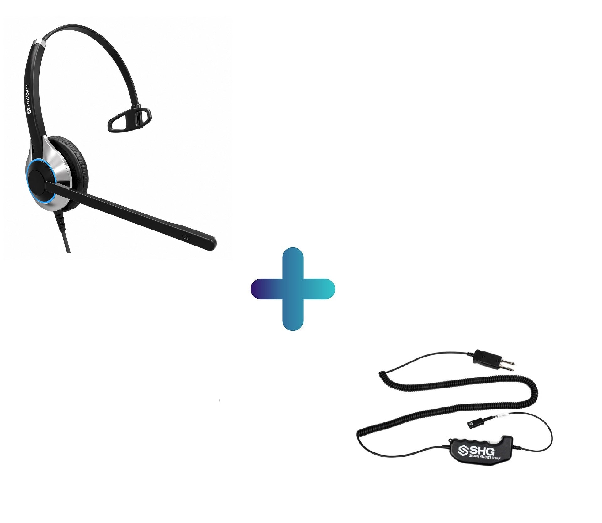 TruVoice SHG D145 PTT Amplifier and HD500 Mono Headset Bundle