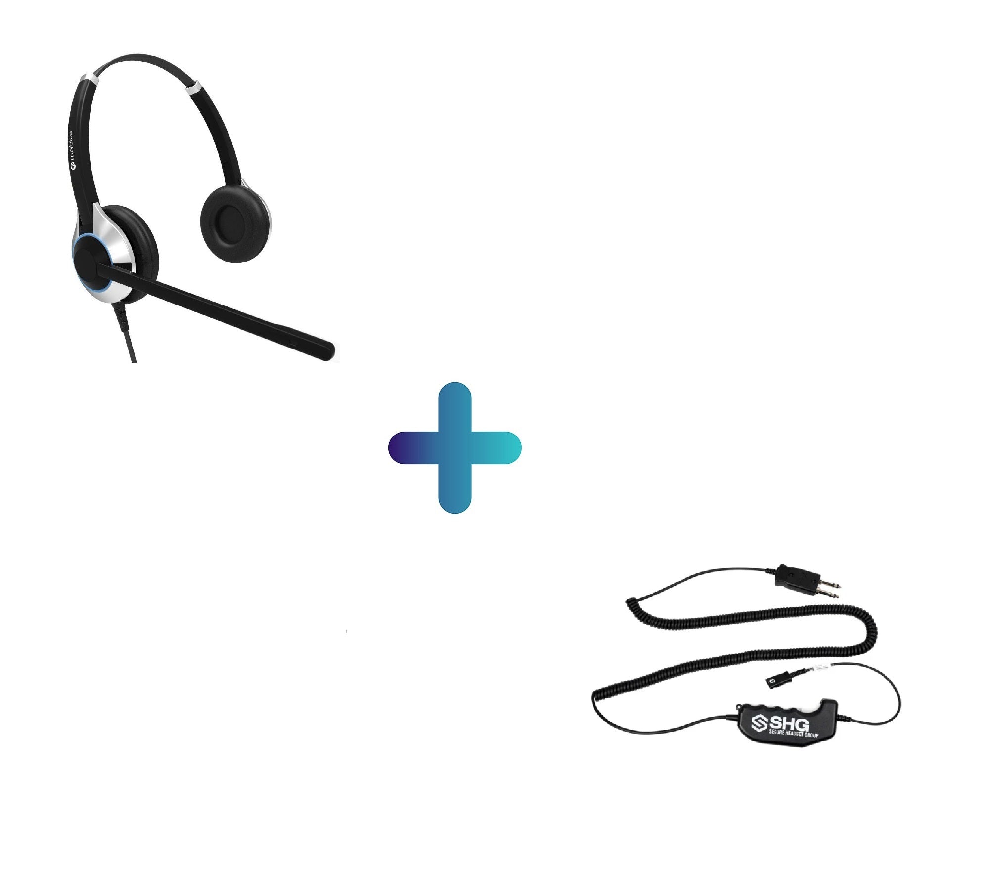 TruVoice SHG D145 PTT Amplifier and HD550 Duo Headset Bundle