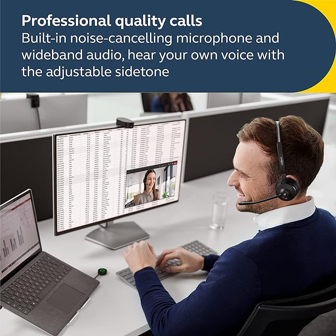 Auriculares inalámbricos estéreo Jabra Engage 55 USB-A UC para computadora con base de carga, color negro