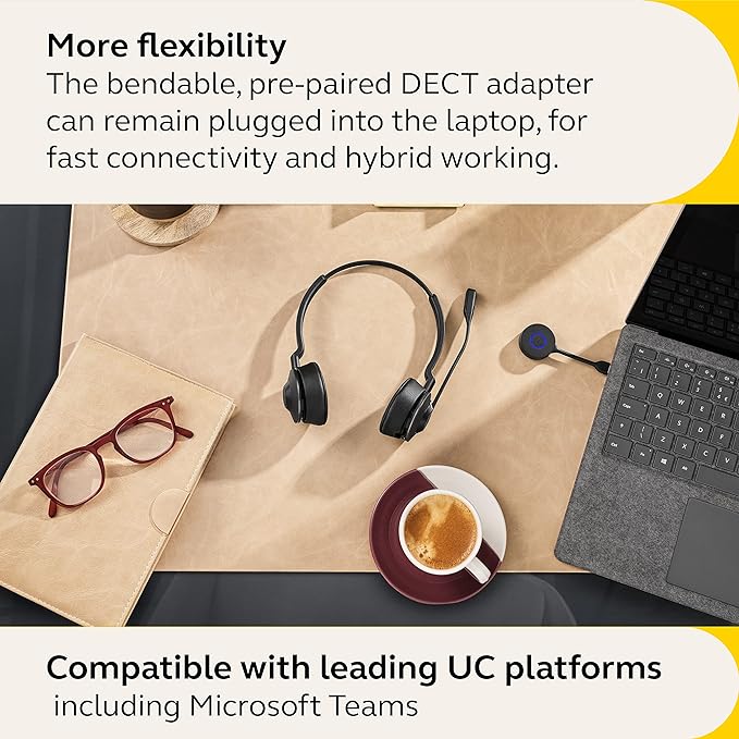 Auriculares inalámbricos estéreo Jabra Engage 55 USB-A UC para computadora con base de carga, color negro