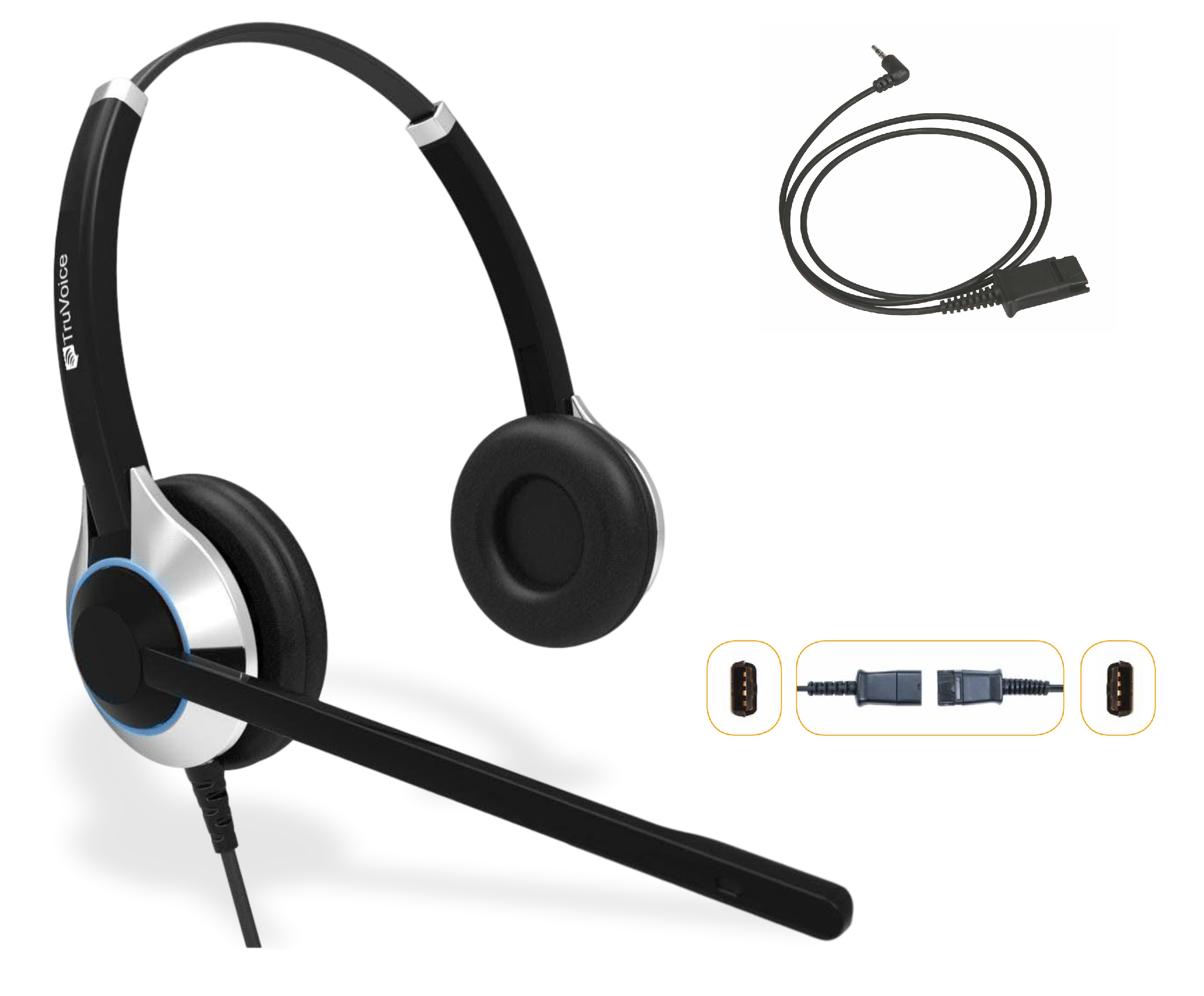 Auriculares dobles con cancelación de ruido TruVoice HD-550 con cable QD de 2,5 mm incluido