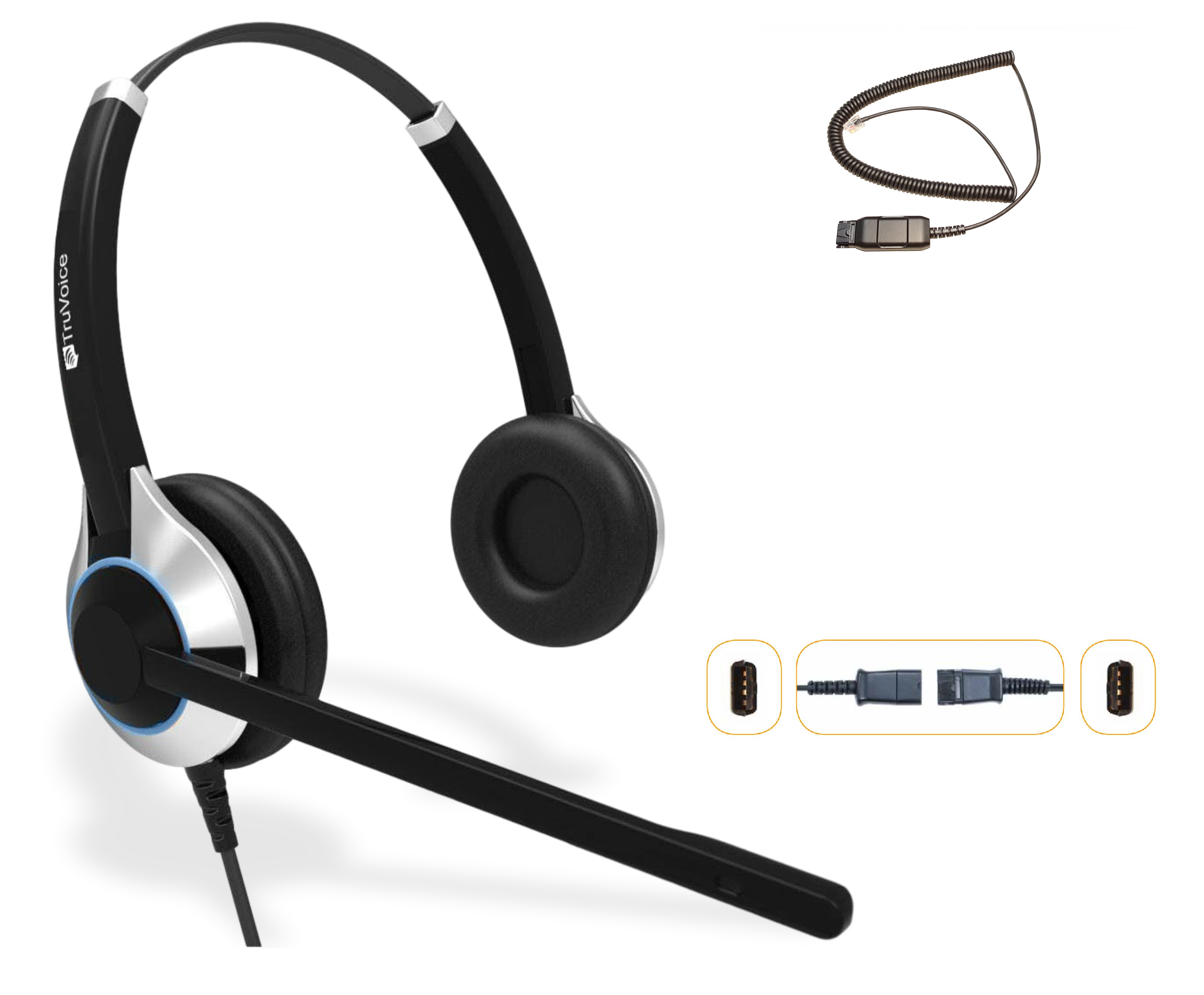 Auriculares dobles con cancelación de ruido TruVoice HD-550 con cable QD para teléfonos IP de Avaya