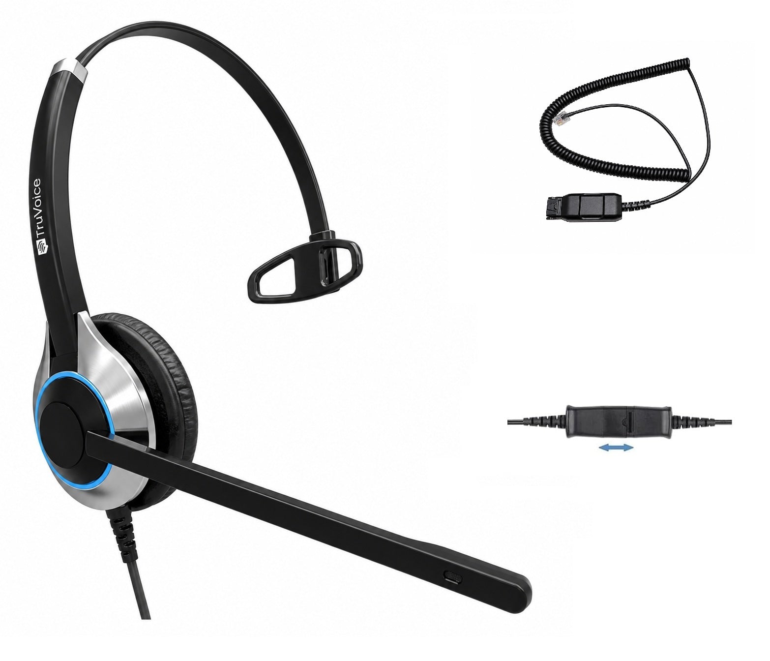TruVoice HD-500 Single Ear Noise Canceling Headset Including QD Cable for Avaya IP Phones