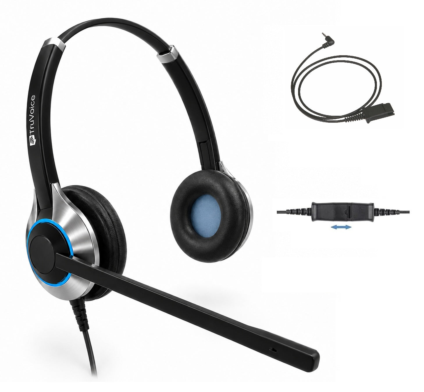 TruVoice HD-550 Double Ear Noise Canceling Headset Including 2.5mm QD Cable