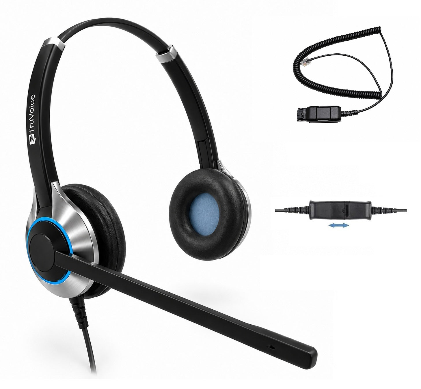 TruVoice HD-550 Double Ear Noise Canceling Headset Including QD Cable for Avaya IP Phones
