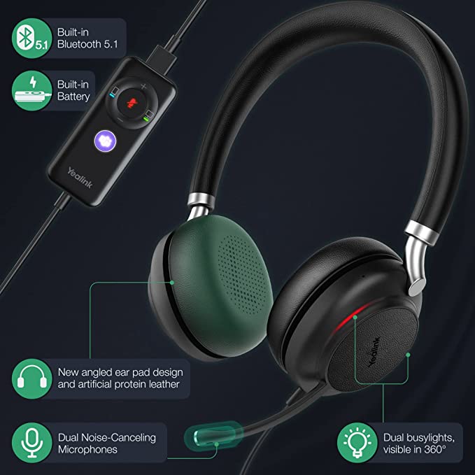 Auriculares Yealink UH38 Teams con doble puerto USB-C y Bluetooth y batería