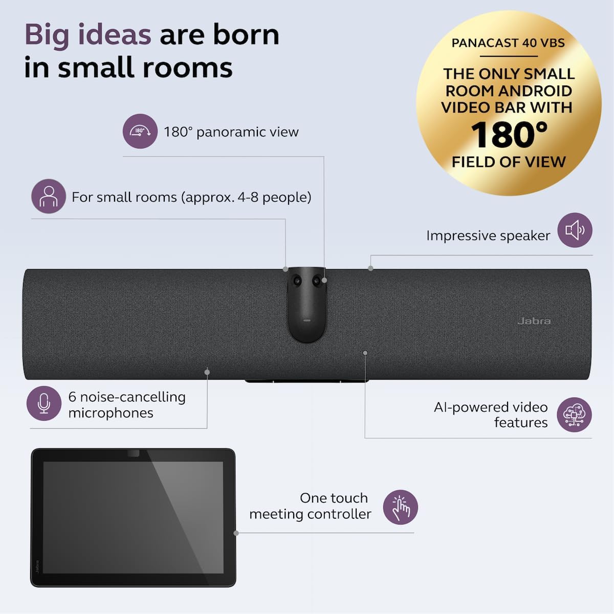 Jabra Panacast 40 MS VBS Video Bar System - MPN: 8721-232
