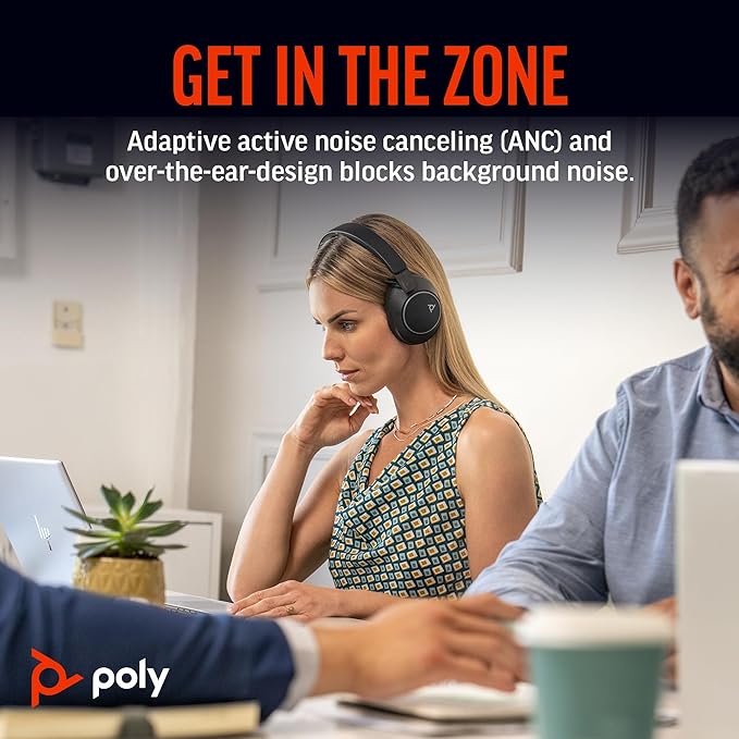 Auriculares inalámbricos supraaurales Poly Voyager Surround 85 UC con cancelación de ruido y soporte de carga (ANC)