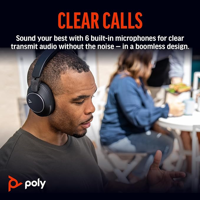 Auriculares inalámbricos supraaurales Poly Voyager Surround 85 UC con cancelación de ruido y soporte de carga (ANC)