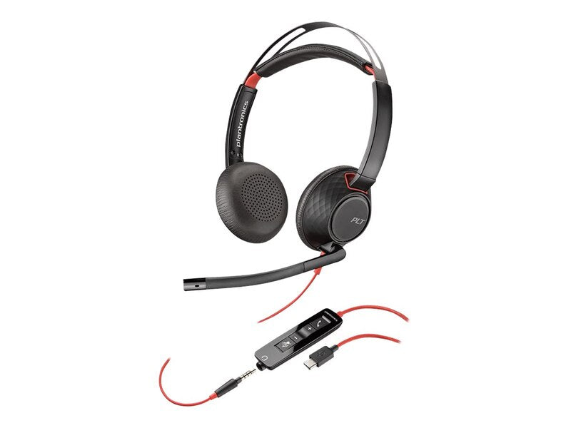 Auriculares binaurales Poly/Plantronics Blackwire 5220 con conectividad USB-C y 3,5 mm