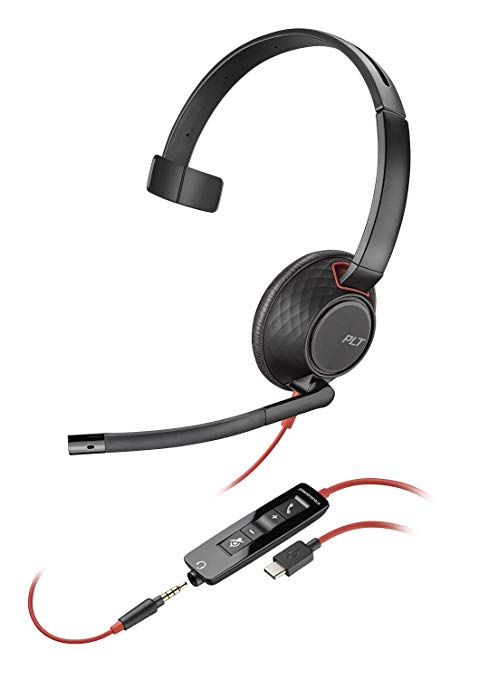 Auriculares monoaurales Poly/Plantronics Blackwire 5210 USB-C con conectividad de 3,5 mm