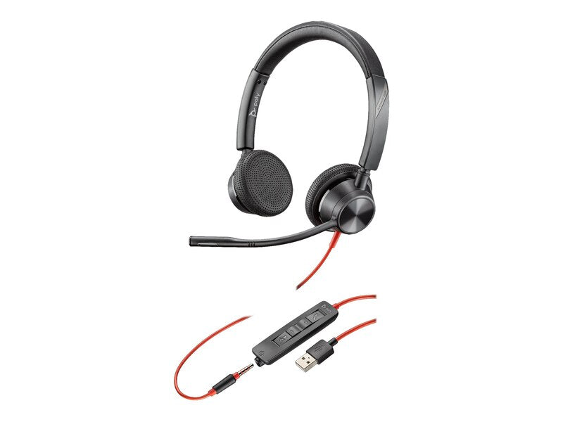 Auriculares Poly Blackwire 3325 USB-A y 3,5 mm Duo