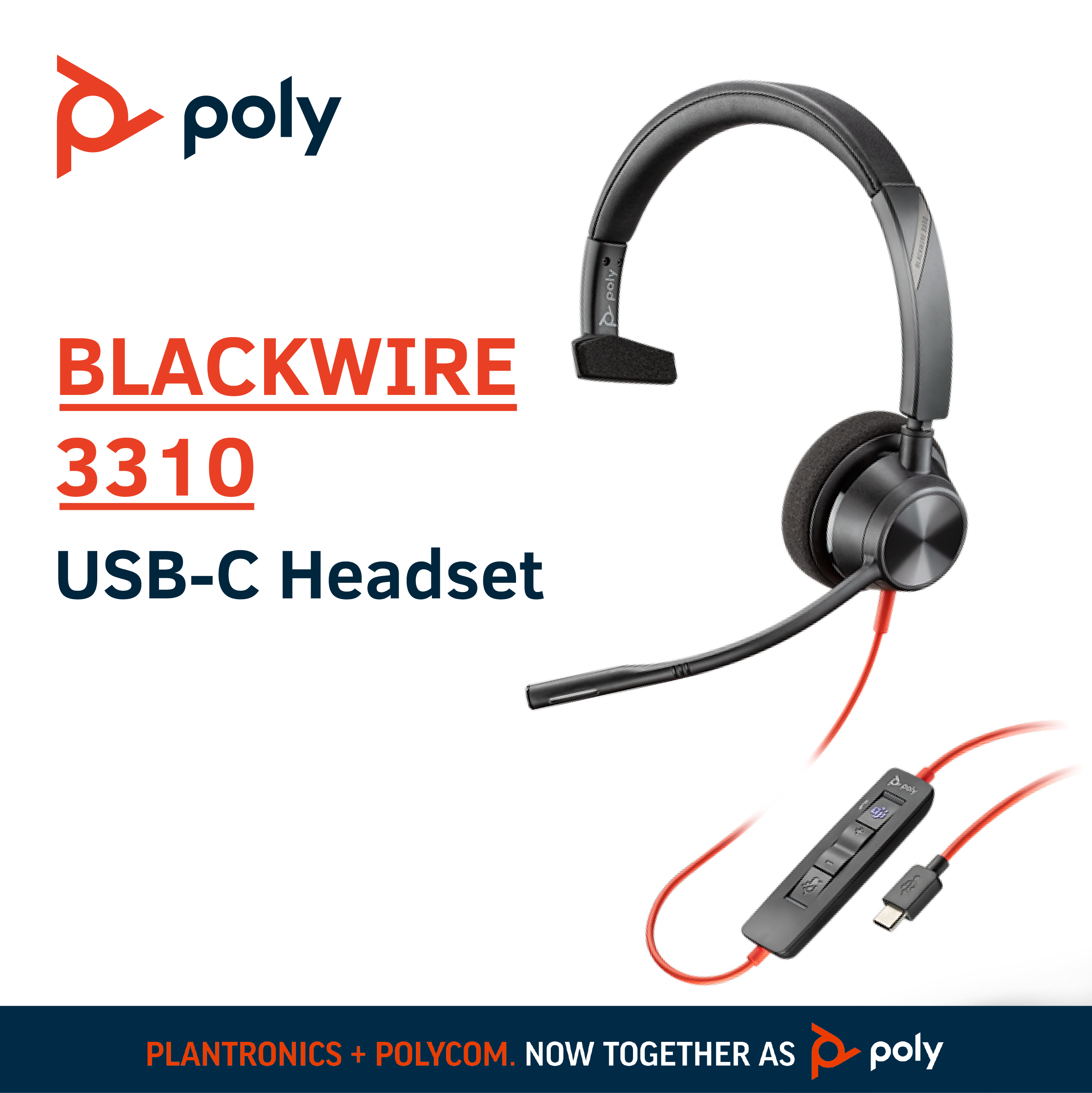 Auriculares mono USB-C Poly Blackwire 3310-M