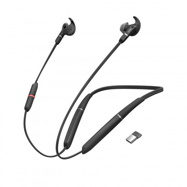 Jabra Evolve 65e Bluetooth True Wireless Headset With Link 380 MS Black