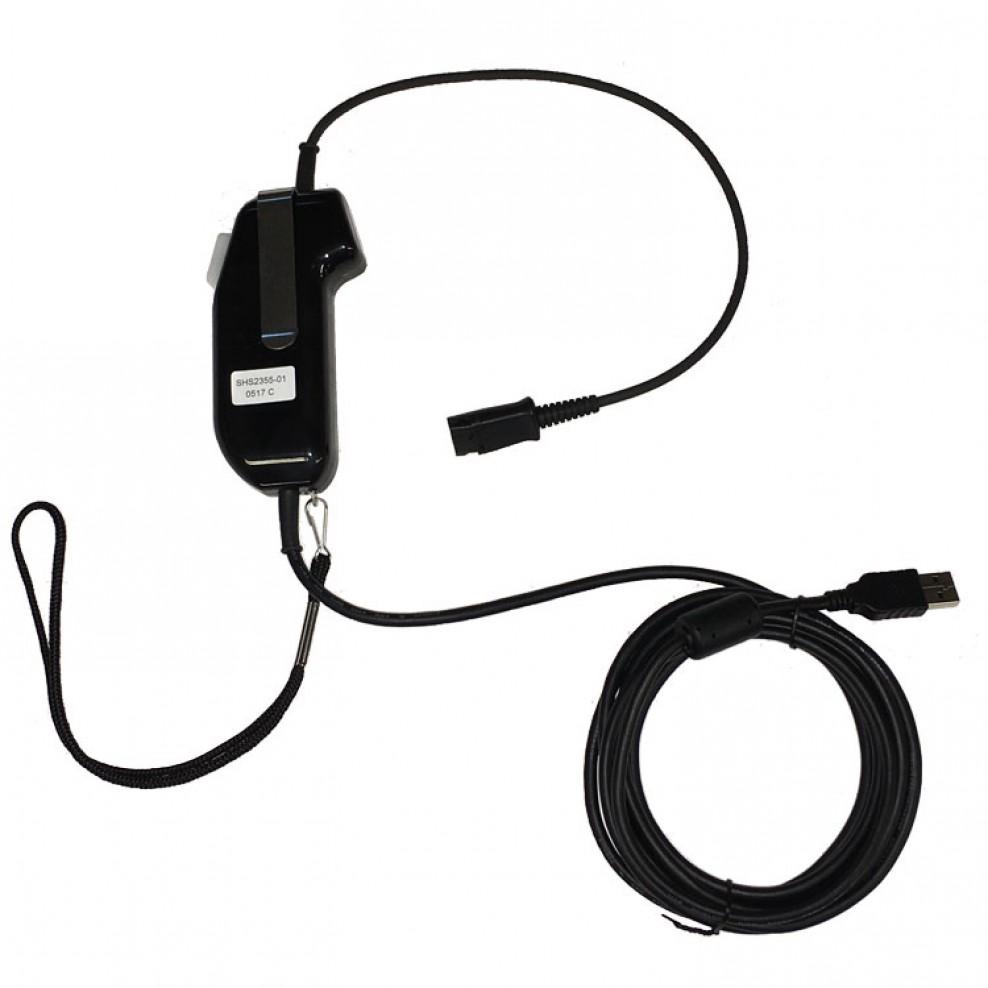 Poly/Plantronics USB-PTT, amplificador monoaural, con cable y conector QD