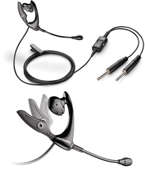 Auriculares Poly MS200 retroauriculares NC con 2 conectores (PJ055 y PJ068)