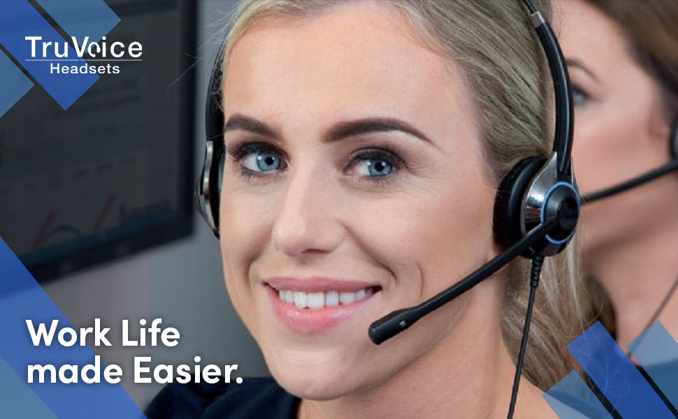 Auriculares dobles con cancelación de ruido TruVoice HD-550 con cable QD para teléfonos Yealink.