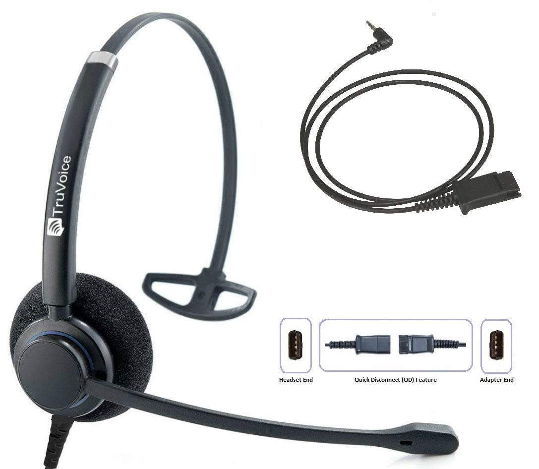 Auriculares TruVoice HD-100 con cancelación de ruido para una sola oreja, con cable QD de 2,5 mm incluido