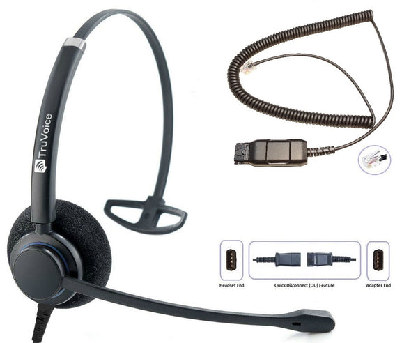 TruVoice HD-100 Single Ear Noise Canceling Headset Including QD Cable for Avaya IP Phones