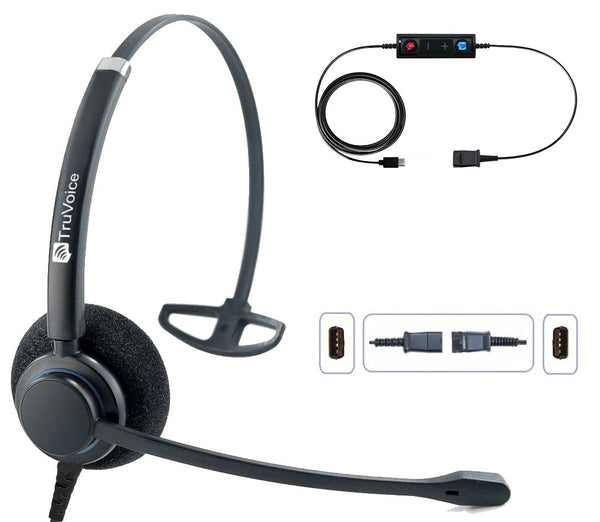 TruVoice HD-100 Single Ear Noise Canceling Headset Including USB-C Adapter Cable