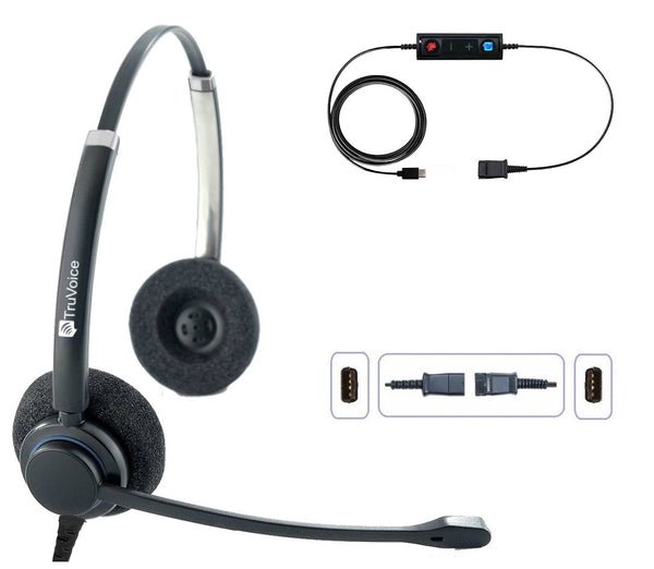 TruVoice HD-150 Double Ear Noise Canceling Headset Including USB-C Adapter Cable