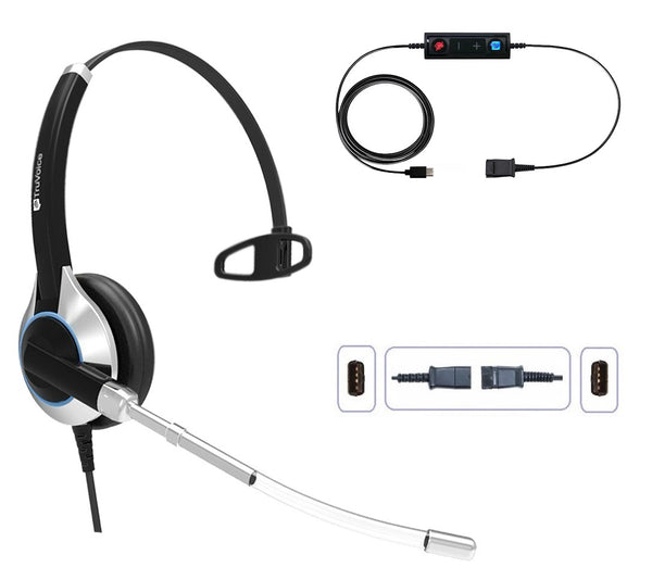 TruVoice HD-300 Single Ear Voice Tube Headset Including USB-C Adapter Cable