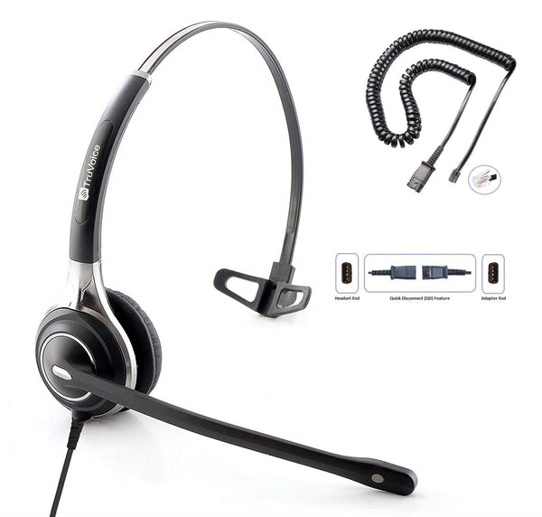 TruVoice HD-700 Single Ear Noise Canceling Headset Including QD Cable for Yealink IP Phones