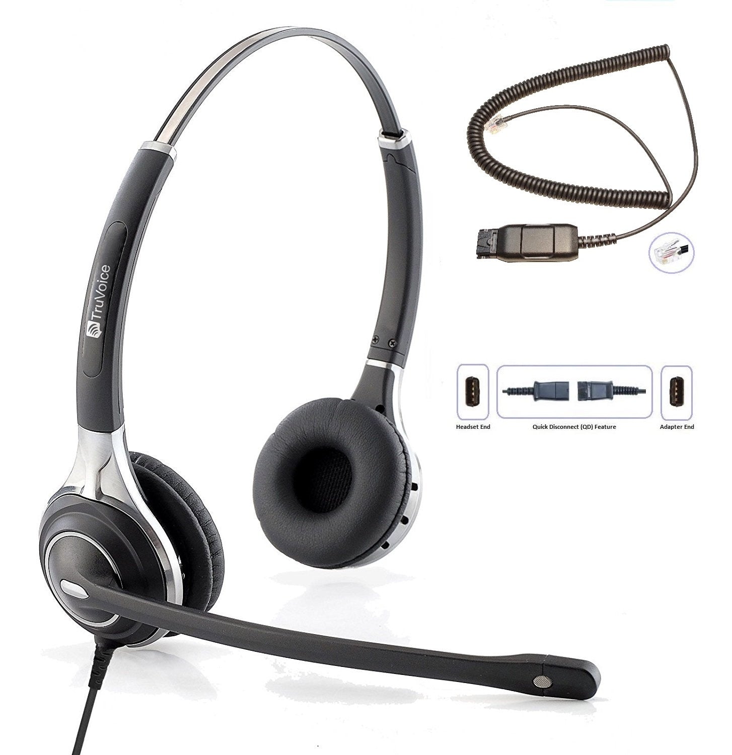 Auriculares dobles con cancelación de ruido TruVoice HD-750, con cable QD incluido, para teléfonos IP de Avaya