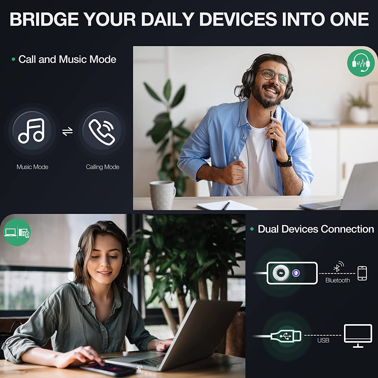 Auriculares Yealink UH38 UC Mono USB-C y Bluetooth sin batería